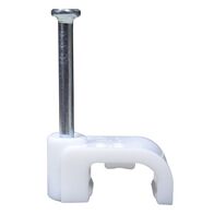 CABLE CLIP, WHITE PLASTIC, FOR 1 & 1.5mm2 T&E FLAT [100]