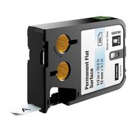 POLYESTER TAPE, PERMANENT BLACK ON CLEAR, 12mm x 9.1m