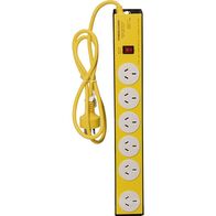 POWERBOARD 6 WAY METAL SURGE SPACED SOCKET YELLOW