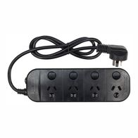 POWERBOARD 4 WAY INDIVIDUALLY SWITCHED BLACK SURGE/OVERLOAD