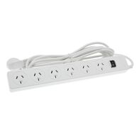 POWERBOARD 6 WAY SURGE O/LOAD PROTECTED, EXTRA LONG 5m LEAD