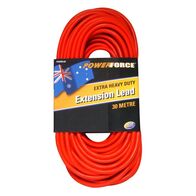 EXTENSION LEAD, 30m 10A PLUG EXTRA HEAVY DUTY 15A RED CABLE
