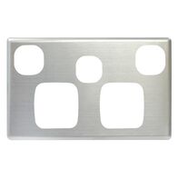 POWERPOINT COVERPLATE, DOUBLE W/XTR SW,BRUSHEDSTEEL, SSERIES