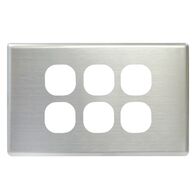 SWITCH COVER PLATE, 6 GANG BRUSHED SSTEEL, SUITS S SERIES