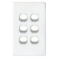SWITCH, SLIM, VERTICAL, 6 GANG 16A, TWO WAY