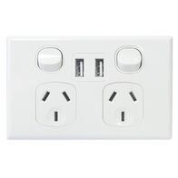 POWERPOINT, DOUBLE, 10A WITH TWIN USB, 3.5A COMBINED