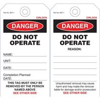 SAFETY TAG, POLY 140 x 75mm DANGER DO NOT OPERATE, [5] PK
