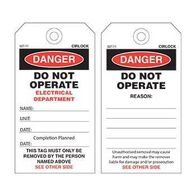 SAFETY TAG, 140 x 75mm DANGER DO NOT OPERATE ELECT, [25] PK