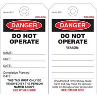 SAFETY TAG, CARDBOARD 140x75mm DANGER DO NOT OPERATE [100]