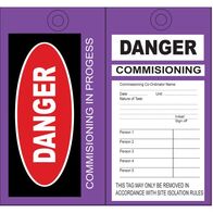 SAFETY TAG, POLY 140 x 75mm COMMISSIONING, [100] PK