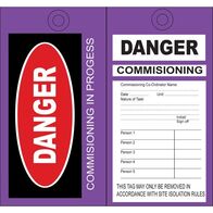 SAFETY TAG, POLY 140 x 75mm COMMISSIONING, [25] PK