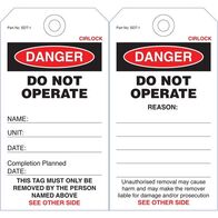 SAFETY TAG, LAMINATED 140x75mm DANGER DO NOT OPERATE, [5] PK