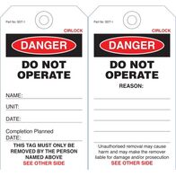 SAFETY TAG, POLY. 140 x 75mm DANGER-DO NOT OPERATE [100]