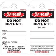 SAFETY TAG, POLY. 140 x 75mm DANGER-DO NOT OPERATE [25]
