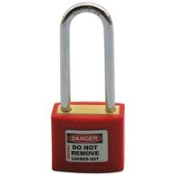 COLOUR CODED PADLOCK, BRASS 50mm SHACKLE, 2 KEYS, RED