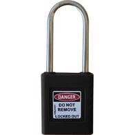 COLOUR CODED PADLOCK, PLASTIC 50mm SHACKLE, BLACK, HANG PK