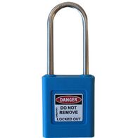COLOUR CODED PADLOCK, PLASTIC 50mm SHACKLE, BLUE, HANG PK