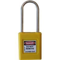 COLOUR CODED PADLOCK,PLASTIC 50mm,YELLOW,HANG PK,KEYED