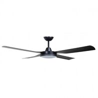 CEILING FAN, 48in DC 4 BLADE BLACK + LIGHT, RC & W/CONTROL