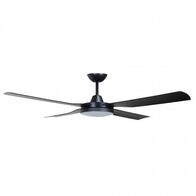 CEILING FAN, 52in DC 4 BLADE BLACK + LIGHT, RC & W/CONTROL