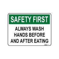 SIGN, NOTICE 300 x 450mm POLY WASH HANDS BEFORE AND AFTER