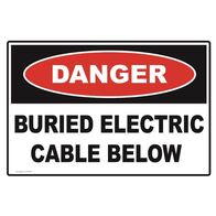 SIGN, DANGER 300 x 225mm METAL BURIED ELECTRIC CABLE BELOW