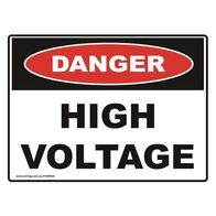 SIGN, DANGER, 300 x 225mm POLY HIGH VOLTAGE
