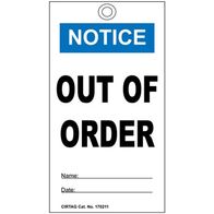 TAG 140 x 75mm POLY OUT OF ORDER [10]