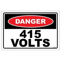 LABEL, DANGER, 100 x 67mm VNYL 415 VOLTS [10]