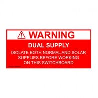 LABEL, WARNING, DUAL SUPPLY 120 x 60mm, RED/WHITE [5]PK