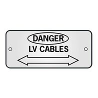 ID, RECTANGLE, SS, 'DANGER' 'LV-CABLE' ARROW 150 x 65mm