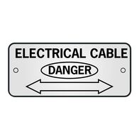 ID, RECTANGLE, SS, 'DANGER' 'ELEC-CABLE' ARROW 150 x 65mm