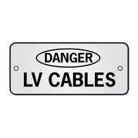 ID, RECTANGLE, SS, 'DANGER' 'LV-CABLE' 150 x 65mm