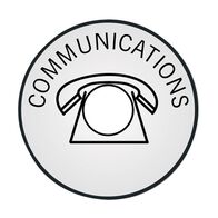 ID CIRCLE, SS,'COMMUNICATIONS' 38mm DIA x 1.6mm