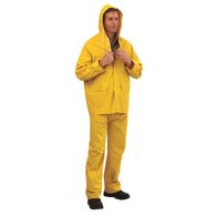 RAIN JACKET YELLOW PVC W/ HOOD 3/4 LENGTH, X LARGE