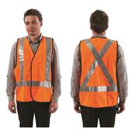 SAFETY VEST, HI-VIS ORANGE DAY/NIGHT X, BACK REFL, LARGE