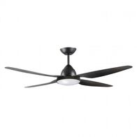 CEILING FAN, 52in DC 3/4 BLADE BLACK + LIGHT, RC & W/CONTROL