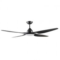 CEILING FAN, 58in DC 3/4 BLADE BLACK + LIGHT, RC & W/CONTROL