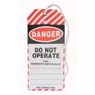 DANGER TAG WITH BRASS RING & STRING TIE. [100]