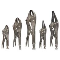 LOCKING PLIER SET, 5PC 3 CURVED JAW, 2 LONG NOSE TYPE