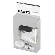TIE STRAP,1m x 25mm TRANSPORT CAP.400kg WHITE [2] PACK