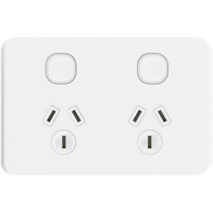 KASTA Smart Double Powerpoint, Edgy Series, Horizontal, White