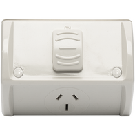 Unison Atmos Weatherproof Powerpoint, Single, Rectangular, 10A 250VAC, IP53, Grey