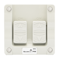 Unison Atmos Weatherproof Switch, 2 Gang, 10A, 250VAC, IP66, Grey