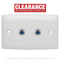 OUTLET DUAL WALLPLATE, 2 X F FEMALE TO F FEMALE, 3 GHZ