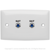 OUTLET DUAL WALLPLATE 2 X F TO F 3 GHZ FOXTEL