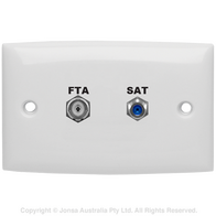 OUTLET DUAL WALLPLATE PAL FEMALE TO F FEMALE & F FEMALE TO F FEMALE 3 GHZ FOXTEL