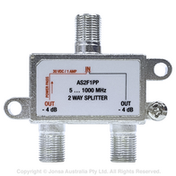 SPLITTER, 2 WAY, F TYPE, 1 LEG POWER PASS, FTA, 5-1000 MHz, SOLDER BACK