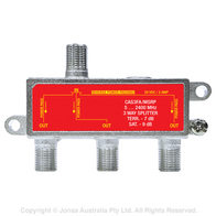 SPLITTER 3WAY F TYPE 5...2400MHz RPP 2A