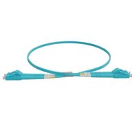 LC-LC OM4 Duplex Fibre Lead, Aqua LSZH Jacket - 2m